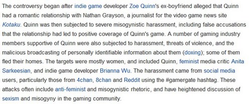 Wikipedia Turns Against #GamerGate