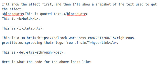 Basic tags for wordpress comments.