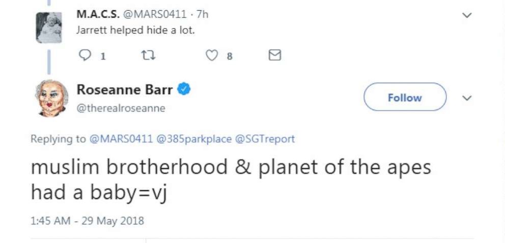 ABC Cancels Roseanne Barr’s Show For Comparing Obama Adviser Valerie Jarrett To An Ape